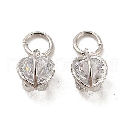 Rack Plating Brass Clear Cubic Zirconia Pendants KK-E081-09P-1