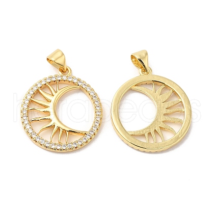 Brass Micro Pave Clear Cubic Zirconia Pendants ZIRC-L103-005G-1