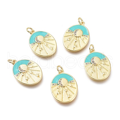 Brass Micro Pave Clear Cubic Zirconia Pendants ZIRC-I048-18G-1