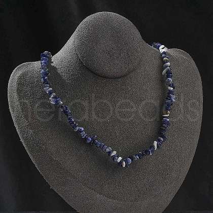 Natural Lapis Lazuli Chip Beaded Necklaces for Men Women NJEW-G159-01Y-1