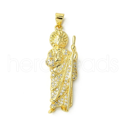 Brass Micro Pave Clear Cubic Zirconia Pendants KK-H472-44B-G-1