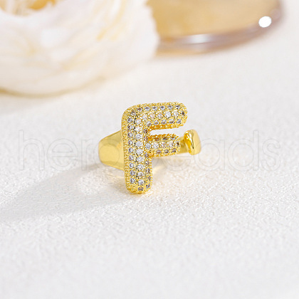 Brass Micro Pave Clear Cubic Zirconia Cuff Rings FS-WGF2B82-03-1