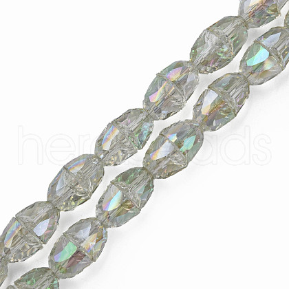 Electroplate Transparent Glass Beads Strands EGLA-N002-35-C04-1
