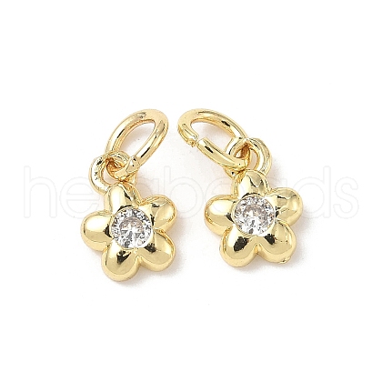 Brass Micro Pave Cubic Zirconia Charms KK-C104-20G-1