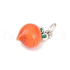 Fine Silver Dark Orange Enamel Fruit Pendants STER-F060-01AS-01-2