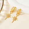 Elegant Octagonal Star Brass Clear Cubic Zirconia Hoop Earrings GJ0701-3