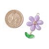 Opaque Acrylic Flower Beads with Iron Bead Caps and 304 Stainless Steel Flat Head Pins and Spray Painted Transparent Glass Beads Pendants PALLOY-JF03617-01-2