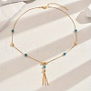 Fashionable Real 18K Gold Plated Brass Tassel Pendant Box Chain Necklaces for Women XU0718-2-1
