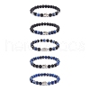 5Pcs 5 Style Natural Lava Rock & Sodalite Stretch Bracelets Set with Alloy Hamsa Hand Beaded BJEW-JB08737-1