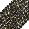Natural Golden Sheen Obsidian Beads Strands G-K389-B80-01-2