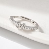 S925 Sterling Silver Adjustable Letter Rings for Women RJEW-M068-01P-M-5