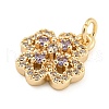 Rack Plating Brass Micro Pave Clear Cubic Zirconia Pendants KK-F089-14G-2