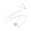 Rhodium Plated Sterling Silver Clover Pendant Necklace with Clear Cubic Zirconia for Women NJEW-P267-01P-2