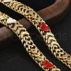 Brass Enamel Heart Links Bracelets for Women BJEW-B125-07G-2