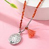 304 Stainless Steel Oval Virgin Mary Pendant Necklaces NJEW-A045-24P-3