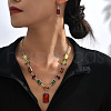 Rectangle Horse Eye Alloy & Resin Pendant Necklaces & Dangle Earrings Sets FS-WGE4E7B-01-2