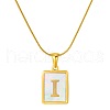 Stainless Steel Snake Bone Chain Alphabet Necklace with Shell Pendant WD3660-9-1