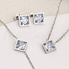 Rhombus 304 Stainless Steel Pave Clear Cubic Zirconia Link Bracelets & Stud Earrings & Pendant Necklaces FS-WG48BD9-02-1