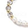 Mother's Day Jewellery Adjustable Natural Pearl & Glass & Brass Braided Beaded Bracelet for Women BJEW-O187-03-2