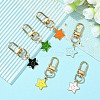 Star with Smiling Face Alloy Enamel Pendant Decorations HJEW-YW00010-01-4