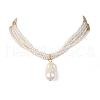 Oval Plastic Pearl Pendant Necklaces for Women NJEW-JN05348-2