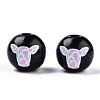 Spray Painted Natural Wood European Beads WOOD-TAC0002-81B-3