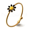 Daisy 304 Stainless Steel Enamel Open Cuff Rings for Women RJEW-M061-01G-M-2