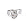304 Stainless Steel Irregular Wide Band Open Cuff Ring for Women RJEW-N038-049P-1