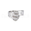 Non-Tarnish 304 Stainless Steel Irregular Wide Band Open Cuff Ring for Women RJEW-N038-049P-1