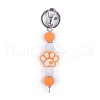 Round & Dog Paw Print Silicone Beaded Keychain PW-WG52716-05-1