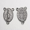Holy Oval Carved Virgin Mary Tibetan Style Alloy Chandelier Component Links TIBEP-LF0961YKG-B-FF-1
