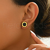 Elegant Roman Style 304 Stainless Steel Flat Round Stud Earrings BO7793-2-5