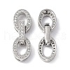 Rack Plating Brass Micro Pave Clear Cubic Zirconia Fold Over Clasps KK-G448-04P-2