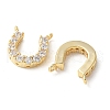 Brass Micro Pave Clear Cubic Zirconia Horseshoe Charms KK-Q031-40G-01-2
