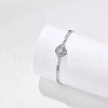 Monther's Day Clover Brass Pave Clear Cubic Zirconia Link Bracelets for Women FS-WG027DA-01-2