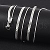 Non-Tarnish 316 Stainless Steel Round Snake and Herringbone Chains Double Layer Necklace for Women Men NJEW-C025-01P-4