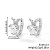 Fashionable Brass Clear Cubic Zirconia Heart with Crown Hoop Earrings CI1421-2-3