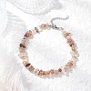 Natural Black Gold Rutilated Quartz Chip Beaded Anklets for Women AJEW-AN00695-1