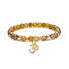 Natural Agate & Synthetic Hematite Stretch Bracelet with Alloy Yoga Charm BJEW-JB08649-4