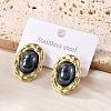 201 Stainless Steel Oval Stud Earrings EJEW-P304-05G-3
