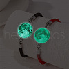 2Pcs Luminous Alloy Glass Flat Round Link Bracelets WG46F56-04-1