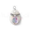 Natural Cowrie Shell Pendants PALLOY-JF03814-01-3