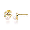 Footprint Brass Natural Pearl Stud Earrings PEAR-N020-05W-5