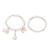 2Pcs 2 Styles Glass Round Beads Stretch Bracelets BJEW-JB11868-2