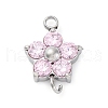 304 Stainless Steel Micro Pave Cubic Zirconia Flower Connector Charms STAS-U042-01P-01-1