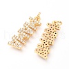Brass Micro Pave Clear Cubic Zirconia Pendants X-ZIRC-O036-04G-2