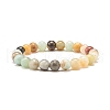 8MM Natural Mixed Stone Round Beads Strerch Bracelets Set for Men Women BJEW-JB07409-2