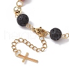 Dyed Natural Lava Rock Round Beaded Bracelet BJEW-JB10005-4