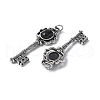 Key Brass Natural Black Agate Big Pendants KK-D361-01AS-15-2