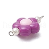 Two Tone Opaque Acrylic & Glass Pearl Flower Connector Charms PALLOY-JF03484-02-5